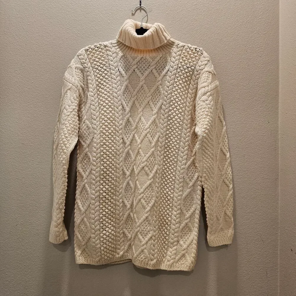 J. Crew Wool Cable Knit Vintage Men's Turtleneck Sweater Size Small
